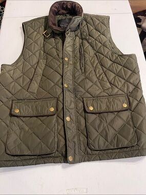 Sean John Quilted Olive Green Men's Vest - Sleeveless Jacket
